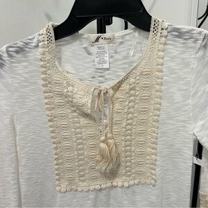 M. Fasis. White Embellished Tie Front Blouse. #053